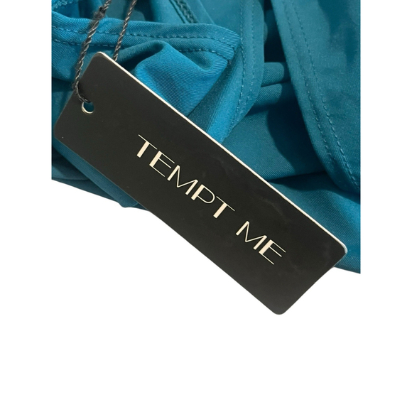 Tempt Me Swimsuit Set 3 Piece Womens Large Black Teal - Picture 5 of 16